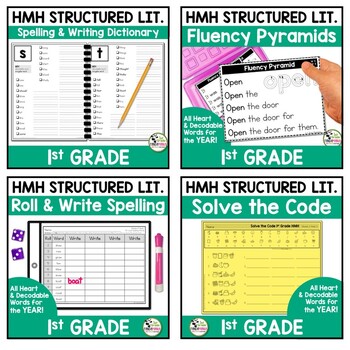 HMH Into Reading Structured Literacy 1st Grade BUNDLE Spelling, Heart Words 4 Heart Words 1