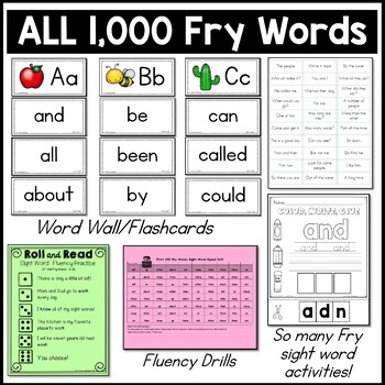 Fry Sight Words Activities Assessment and Instruction BUNDLE ALL 1000 Fry Words 2 Fry Sight Words Activities Assessment and Instruction BUNDLE ALL 1000 Fry Words 1