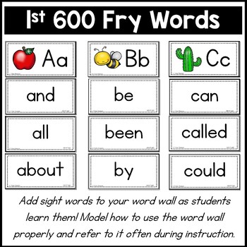 Fry Sight Words Word Wall for First 600 Sight Words 3 Fry Sight Words Word Wall for First 600 Sight Words 2