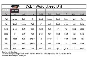 Sight Words Speed Drills for Fluency 4 Sight Words Speed Drills for Fluency 3