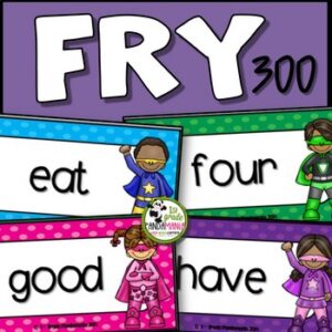 Fry Words Word Wall and Flash Cards (Super Hero) First 300 Fry Sight Words