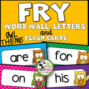 Fry Sight Words Word Wall and Flash Cards (Owls) for First 300 Fry Words