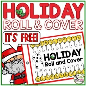 Holiday Math Game Roll and Cover FREE