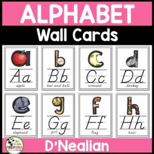 Alphabet Wall Cards and Literacy Centers Cards (D'Nealian)