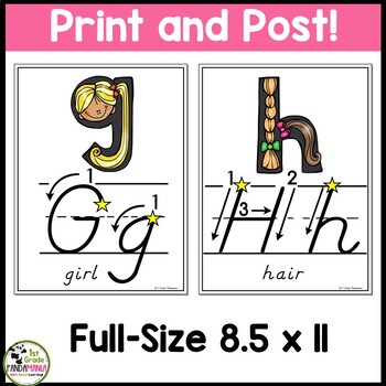 Alphabet Wall Cards and Centers Cards (D'Nealian With Instructional Arrows) 2 Alphabet Wall Cards and Centers Cards (D'Nealian With Instructional Arrows) 1