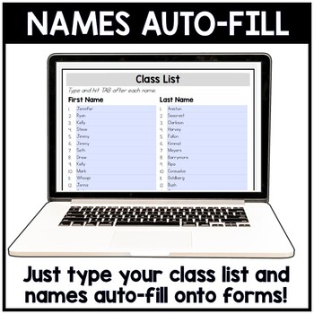 Editable Class Lists, Checklists, and Gradebook Templates Enter Words 2 Checklists
