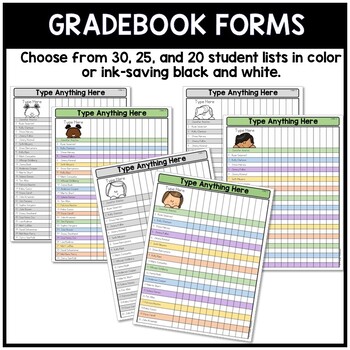 Editable Class Lists, Checklists, and Gradebook Templates Enter Words 3 and Gradebook Templates Enter Words