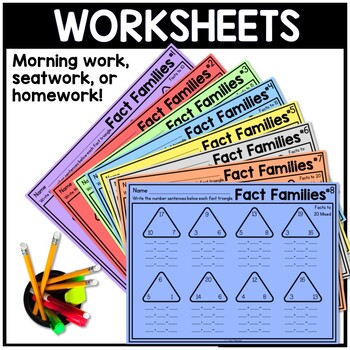 Fact Families Flash Cards Triangles and Activity Sheets Add and Subtract to 20 4 Fact Families Flash Cards Triangles and Activity Sheets Add and Subtract to 20 3
