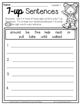Journeys 2nd Grade 7-up Sentence Writing with Sight Words aligned with HMH 3 Journeys 2nd Grade 7-up Sentence Writing with Sight Words aligned with HMH 2