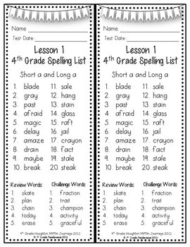4th Grade Spelling Lists (Weekly) For Any Reading Series 2 4th Grade Spelling Lists (Weekly) For Any Reading Series 1