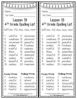4th Grade Spelling Lists (Weekly) For Any Reading Series 4 4th Grade Spelling Lists (Weekly) For Any Reading Series 3