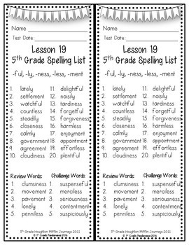 5th Grade Spelling Lists (Weekly) aligned w HMH Journeys 4 5th Grade Spelling Lists (Weekly) aligned w HMH Journeys 3