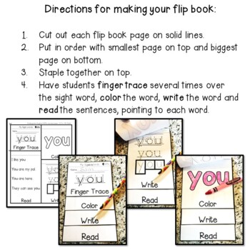 Sight Words for Kindergarten FLIP Books 2 Sight Words for Kindergarten FLIP Books 1