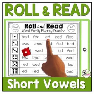 Short Vowel Word Families Roll and Read Literacy Centers