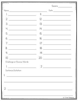 Spelling Test Forms Grades 1-3 FREEBIE 4 Spelling Test Forms Grades 1-3 FREEBIE 3