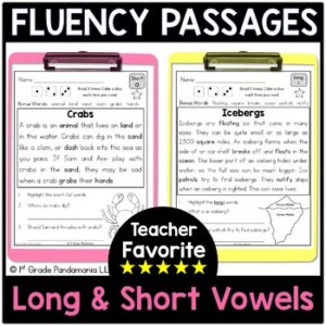 Fluency Passages plus Comprehension Long Short Vowels BUNDLE