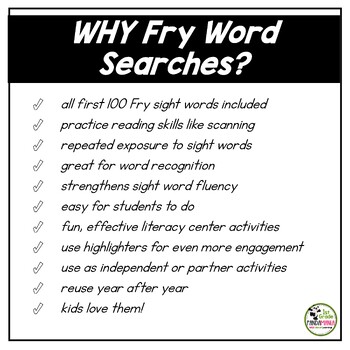 Fry Sight Words Word Searches for First 100 Fry Words 2 Fry Sight Words Word Searches for First 100 Fry Words 1