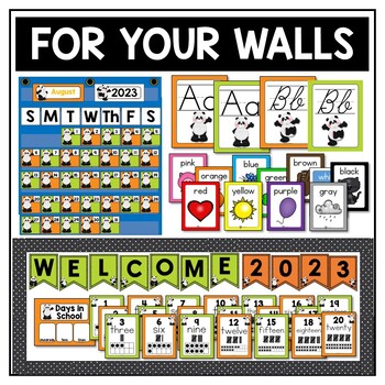 Back to School Bulletin Board Panda Themed Decor (Editable Labels & Name Tags) 2 Back to School Bulletin Board Panda Themed Decor (Editable Labels & Name Tags) 1