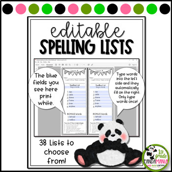 Spelling Lists Editable for Any Series Just Add Words 4 Spelling Lists Editable for Any Series Just Add Words 3