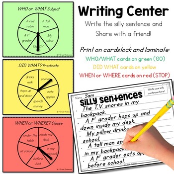 Writing Center Activities Spin a Silly Sentence (1st and 2nd Grades) 4 Writing Center Activities Spin a Silly Sentence (1st and 2nd Grades) 3