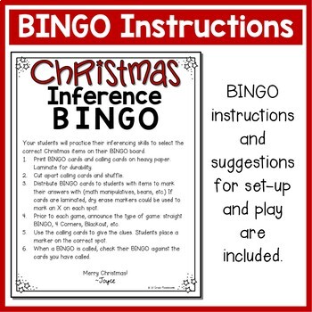 Christmas BINGO Cards Inferencing Making Inferences with Holiday Pictures 2 Christmas BINGO Cards Inferencing Making Inferences with Holiday Pictures 1