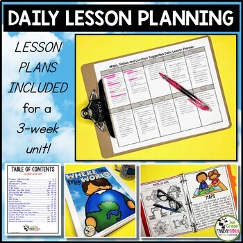 Maps, Globes, and Location Social Studies Geography Unit (FLIP Book INCLUDED) 2 Globes