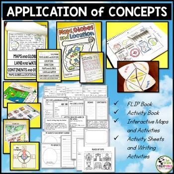 Maps, Globes, and Location Social Studies Geography Unit (FLIP Book INCLUDED) 4 Maps