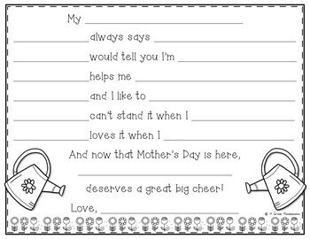 Mother's Day FREE Writing Activity K-2 FILLABLE PDF Option 2 Mother's Day FREE Writing Activity K-2 FILLABLE PDF Option 1