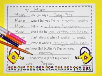 Mother's Day FREE Writing Activity K-2 FILLABLE PDF Option 3 Mother's Day FREE Writing Activity K-2 FILLABLE PDF Option 2