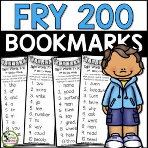 Fry Sight Words Mastery Bookmarks for First 200 Fry Words