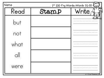 Fry Words Read, Stamp, Write Literacy Centers for First 300 Fry Sight Words 2 Stamp