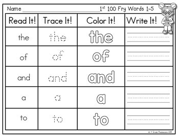Fry Words Read Trace Color Write It! Literacy Center First 300 Fry Sight Words 2 Fry Words Read Trace Color Write It! Literacy Center First 300 Fry Sight Words 1