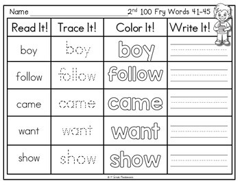 Fry Words Read Trace Color Write It! Literacy Center First 300 Fry Sight Words 3 Fry Words Read Trace Color Write It! Literacy Center First 300 Fry Sight Words 2
