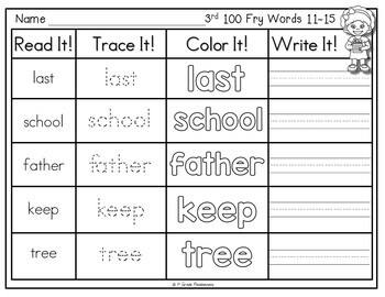 Fry Words Read Trace Color Write It! Literacy Center First 300 Fry Sight Words 4 Fry Words Read Trace Color Write It! Literacy Center First 300 Fry Sight Words 3