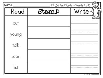 Fry Words Read, Stamp, Write Literacy Centers for First 600 Fry Sight Words 3 Write Literacy Centers for First 600 Fry Sight Words