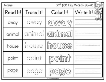 Fry Words Read, Trace, Color, Write It Literacy Center First 600 Fry Sight Words 3 Color