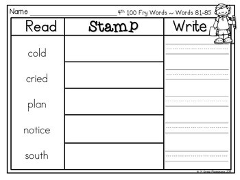 Fry Words Literacy Center Read, Stamp, Write for ALL 1,000 Fry Sight Words 3 Write for ALL 1