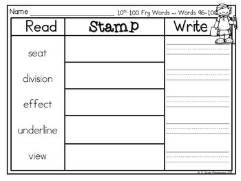 Fry Words Literacy Center Read, Stamp, Write for ALL 1,000 Fry Sight Words 4 000 Fry Sight Words