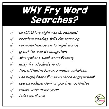 Fry Sight Words Word Searches for ALL 1,000 Fry Sight Words 2 000 Fry Sight Words
