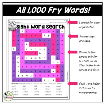 Fry Sight Words Word Searches for ALL 1,000 Fry Sight Words 4 000 Fry Sight Words 1