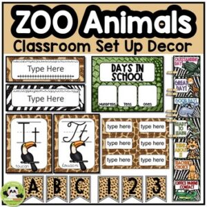 Zoo Animal Theme Classroom Decor Editable