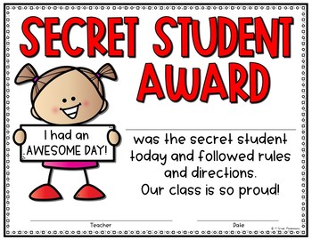 Secret Student Awards FREE! 2 Secret Student Awards FREE! 1