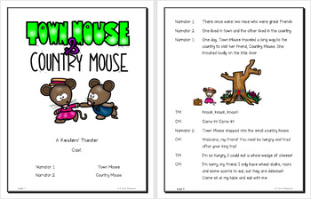 Readers Theater Script The Town Mouse and Country Mouse, Aesop's Fables 2 Aesop's Fables