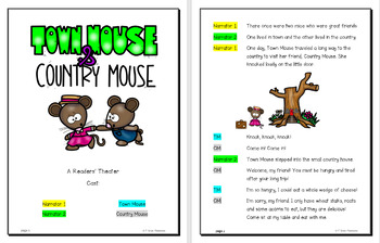 Readers Theater Script The Town Mouse and Country Mouse, Aesop's Fables 3 Readers Theater Script The Town Mouse and Country Mouse
