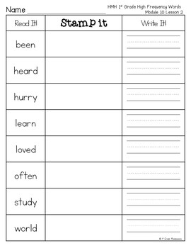 HMH Into Reading 1st Grade Sight Word Read, Stamp, Write Center 2020 4 HMH Into Reading 1st Grade Sight Word Read