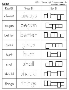 HMH Into Reading 1st Grade Sight Word Read, Trace, Box Center 2020 4 HMH Into Reading 1st Grade Sight Word Read