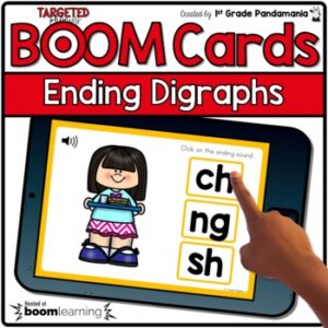 Phonics Ending Digraphs Digital and Task Cards BOOM CARDS