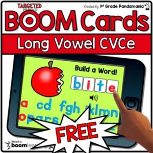Phonics Long Vowels CVCe Digital FREEBIE w Audio BOOM CARDS