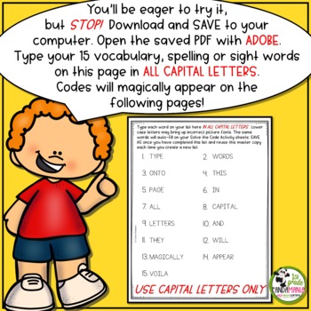 Spelling Activities for Any List of Words Solve The Code 15 Words BUNDLE 2 Spelling Activities for Any List of Words Solve The Code 15 Words BUNDLE 1