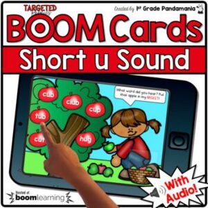 Phonics Short u Vowel Digital Apple Theme BOOM CARDS